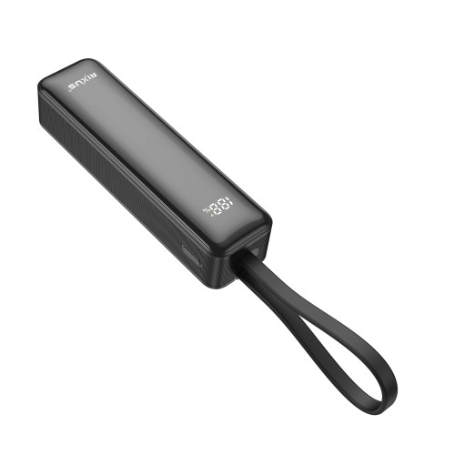 Rixus RXPB03B Digital Display Powerbank 5.000mAh With USB-C Cable Built-in Black