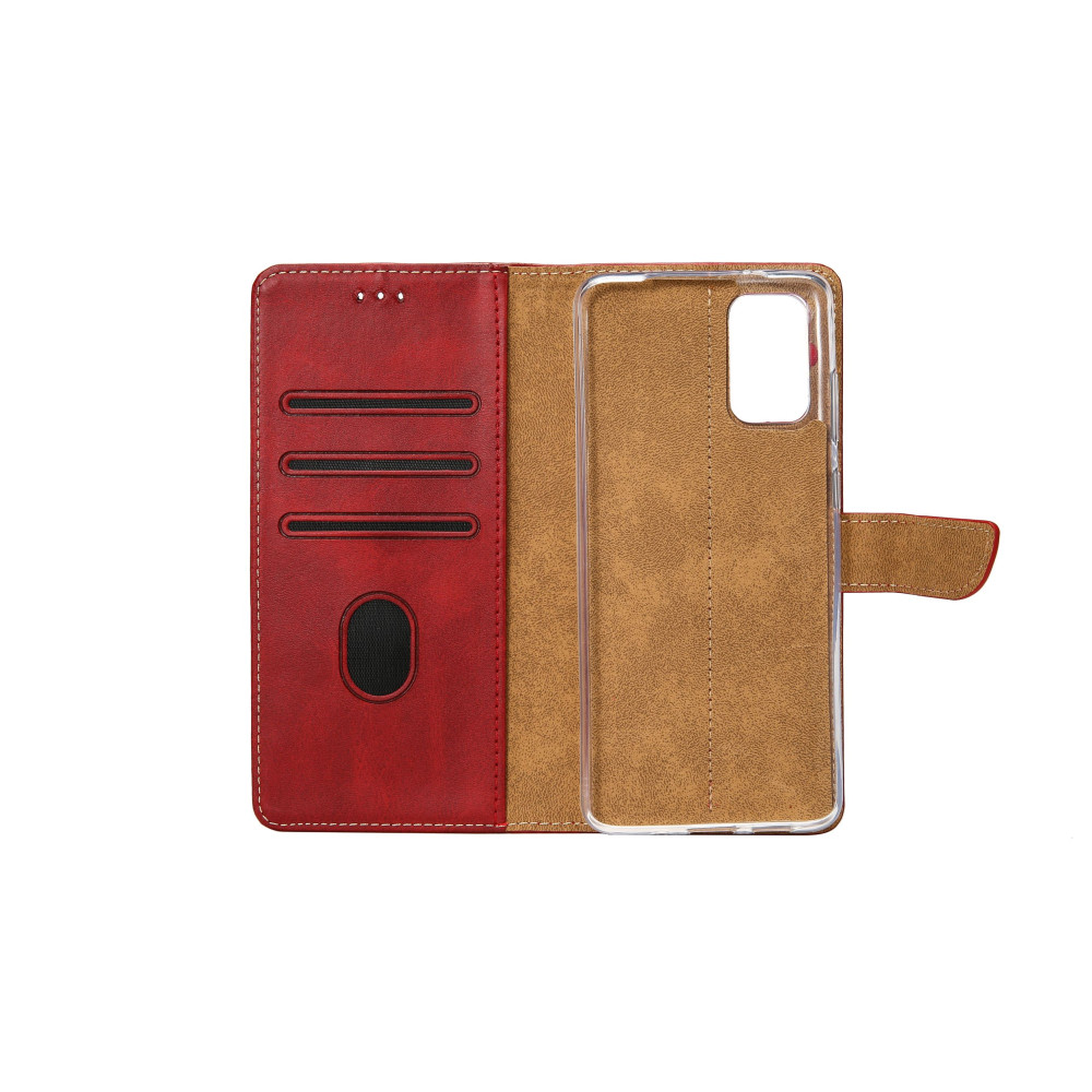 Rixus Bookcase For Samsung Galaxy A20e (SM-A202F) - Dark Red