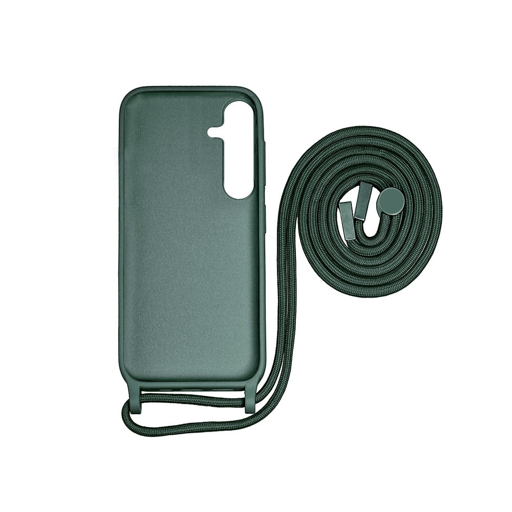 Rixus For Samsung Galaxy S24 5G S921B TPU Necklace Cord Cover Dark Green