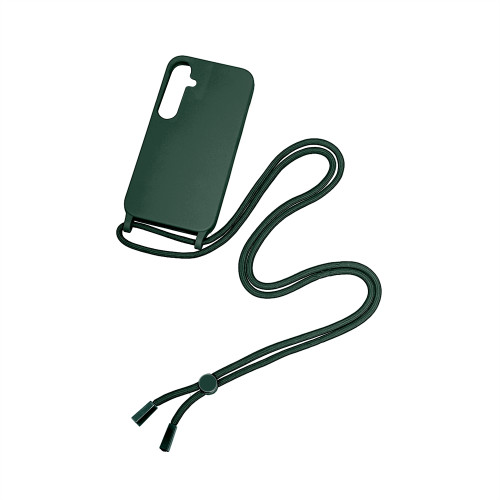 Rixus For Samsung Galaxy S24 5G S921B TPU Necklace Cord Cover Dark Green