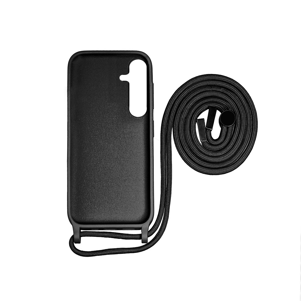 Rixus For Samsung Galaxy S24 5G S921B TPU Necklace Cord Cover Black