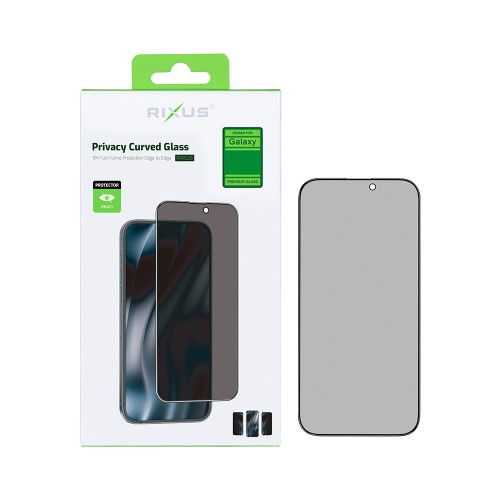 Rixus Privacy Full Curved Edge Tempered Glass For Samsung Galaxy S24 FE S721B