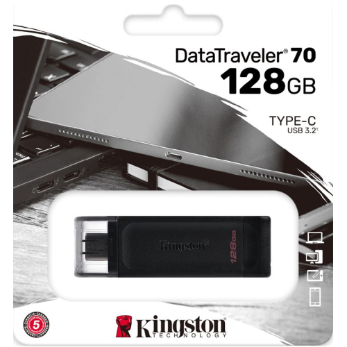 Kingston 128GB USB-C 3.2 Gen 1 DataTraveler 70 - DT70/128GB