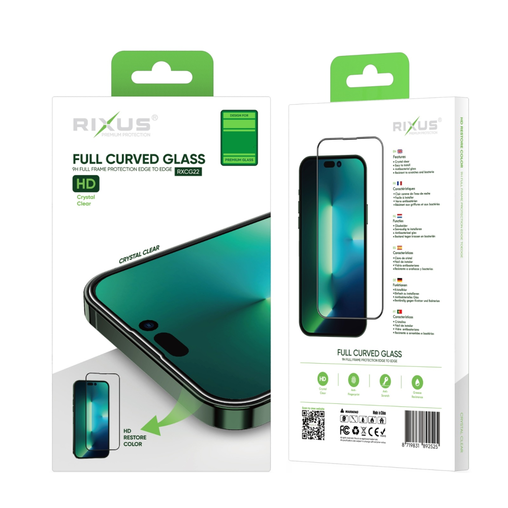 Rixus Clear HD Full Cover Tempered Glass For iPhone 14 Plus/ 13 Pro Max